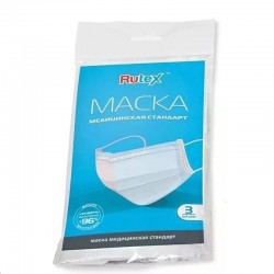 Маска медицинская одноразовая, Rutex (Рутекс) 3 шт стандарт 2400003675805